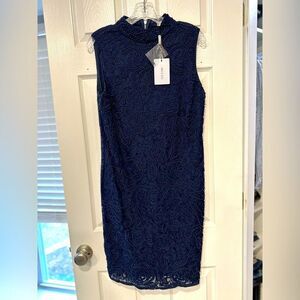 Ice Cube cocktail lace beaded midi dress in navy size 40/ M